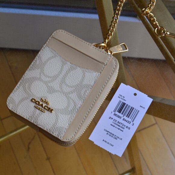 Coach CBL78 Zip Card Case In Sketch Signature Canvas - Picture 1 of 9